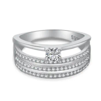 S925 Silver Ring Women's Bag Gold Full Diamond Wide Pattern Diamond Ring Versatile Ring Jewelry