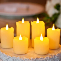 Tear Dripping Flameless Led Candles Made By Real Wax,6pcs/set,Battery Operated Votive Candles,Wedding Candles,Festive Lights