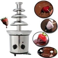 Chocolate Fountain 4 Tiers Electric Melting Machine, Fondue Pot Set, for Chocolate Candy Ranch Nacho Cheese