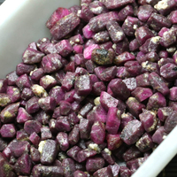天然紫紅寶石原石單晶體標本 100克價約8~20毫米