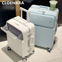COLENARA 20"22"24"26" Inch Luggage New Men's Business Front-opening Laptop Trolley Case Women's Rolling Boarding Suitcase
