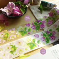 Vintage Bougainvillea Floral Plant Washi PET for Card Making DIY Scrapbooking Plan Decorative Sticker