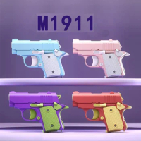1PC Kids 3D Mini Model Gun 1911 Hand Toy Pistols For Boys Kids Toy Bullets No Fire Rubber Band Launcher Collection Gifts