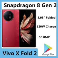 Original Vivo X Fold 2 Mobile Phone Snapdragon 8 Gen 2 Face ID 8.03" AMOLED Folded Screen 120W Charge 50.0MP Camera Fingerprint