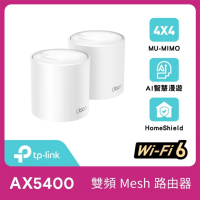 TP-Link Wi-Fi 6 AX5400 雙頻6串流 Gigabit 真Mesh 無線路由器 分享器(透天厝首選/Deco X60 二入組)