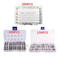 100/150/360PCS Car Glass Tube Fuses 0.2A-20A/0.1A-30A/0.25A-20A/0.5A-20A 5X20/6X30MM Glass Tube Fuses Assorted Kit with Box