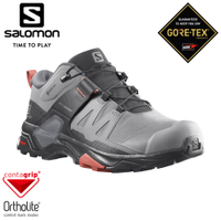 【SALOMON 索羅門 女 X ULTRA 4 GTX 低筒登山鞋《合金灰/靜黑/赭褐》】416231/健行鞋