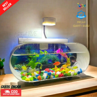[COD] 1 Set Aquarium Mini /Akuarium akrilik Lengkap Dengan mesin Oxygn Filter air mancur Plus Batu b