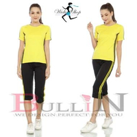 SKY - setelan senam wanita pendek / setelan fitnes cewek pendek | Bullin XL kuning