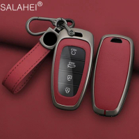 Leather Car Key Case Cover Shell Fob For Hyundai Santa Fe Tucson 2022 NEXO NX4 Ioniq 5 Atos Prime Solaris 2021 Auto Accessories