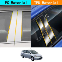 Car TPU/Glossy Mirror Pillar Post Cover For Honda Stream RN6/7/8/9 2004-2014 Door Trim Window Molding Sticker Plate Accessories