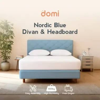 Domi Tempat Tidur Dipan + Sandaran Nordic Blue / Divan + Headboard Kasu 180 x 200