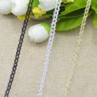 5Meters New 5mm Black Gold Silver Polyester 8-Shape Beaded Lace Centipede Curved Braided Ribbon Lace Trim DIY Sewing