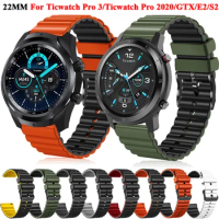 22mm Replacement Watch Straps Correa For Ticwatch GTX Silicone Watchbands Ticwatch Pro 3 GPS 2020/GTK/E2/S2 Smartwatch Bracelet