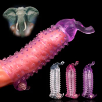 Delayed Condom Clitoral Massage Elephant Vibrator Enhanced Clitoral Vibration Penis Extender Masturbation Ring Sex Toys For Men