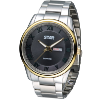 STAR 時代 純粹簡約紳士腕錶-金x灰/43mm