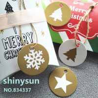 100pcs/lot 4 style gold Circular tag Christmas decorations Hang tag Gift Hang tag 4.3cm christmas tree tag