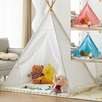 Portable Children Tents Tipi Play House Kids Cotton Canvas Indian Play Tent Wigwam Child Little Beach Teepee Party Room Decor