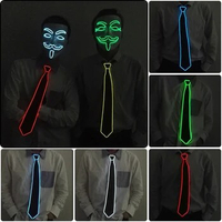 Men Gift Neon EL Wire Glowing Black Ties Wedding Party Decor LED Luminous Neck Ties For Men DJ Bar Club Stage Prop Clothing