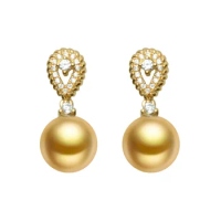 MADALENA SARARA 10-11mm Southsea Pearl Earrings 18K Gold Natural Drop Shape Earrings Perfectly Round