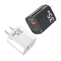 【OMG】35W氮化鎵GaN充電器 TypeC+A雙孔 PD快充頭 iPhone16快速充電器(支援iPad11/三星/安卓充電)