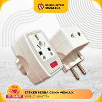 STOP KONTAK KOMBINASI 2 PIN DENGAN LAMPU INDIKATOR MERK VISALUX VKA8072N, PLUG COMBINATION, T-KOMBIN