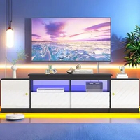 70in White TV Stand for 85/80/75 inch, High Glossy Modern TV Stand for Living Room, LED TV Entertainment Center