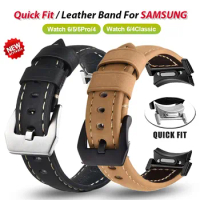 No Gaps Quick Fit Leather Strap for Samsung Galaxy Watch 6 Classic 4 Classic Band for Galaxy Watch 6 5 4Watch 5 Pro 45MM
