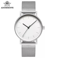 Addies Couple Watch 36mm White Dial Simple Style Quartz Watch Stainless Steel Milan Strap Daily Waterproof Business Watches