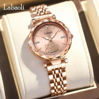 LABAOLI Women Rose Gold Love Heart pattern Dial Watches Stainless Steel Rose Gold Lover's Gift Ladies Wrist Watches For Femal