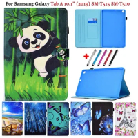 Case For Samsung Galaxy Tab A 10 1 2019 T510 T515 Case For Samsung Tab A 10.1 2019 SM-T510 Paint PU Leather Tablet Cover + Pen