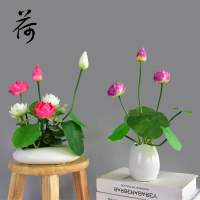 新中式仿真荷花蓮花花藝套裝擺設現代家居客廳假花小盆栽裝飾擺件