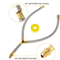 3/8" Flare Gas Propane Grill Y Splitter Stainless Steel Braided Hose Assembly Fit for LPG &amp; NG Propane Fire Pit Hose &amp; Fireplace