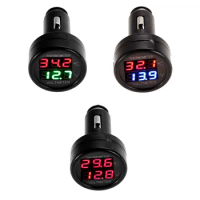 2 In 1 Car Auto 12V Thermometer Voltmeter Universal Dual Display LED Digital Thermometer Voltmeter Car Accessories