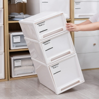 純白加厚抽屜式收納箱家用內衣衣服整理箱衣物收納柜子儲物盒透明