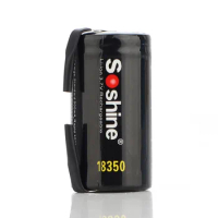 Soshine 18350 3.7V 1000mAh Lithium ion Rechargeable Battery with Nickel Sheet Power Source for Flashlight