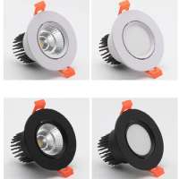 Round Dimmable Recessed LED Downlights 3W 5W 7W 9W 12W 15W COB LED Ceiling Lamp Spot Lights AC110-220V LED Lamp