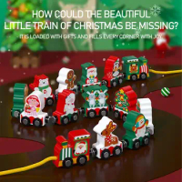 Christmas Train Set Magnetic Wood Train Set 3D Puzzle Montessori Educational Toys Christmas Decoration Tree Train Set for Kids