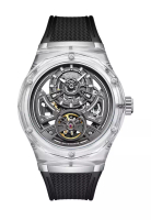 Bonest Gatti Automatic Unisex Glass Watch, Rubber Strap