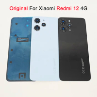 10 pcs/lot Original For Xiaomi Redmi 12 , 4G , Glass Rear Battery Door Redmi12 Replacement Back Housing Cover Case + Camera Lens