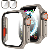 Glass+Case for Apple Watch 44mm 45mm 41mm 40mm 42mm 38mm Screen Protector Cover Change Ultra Bumper iWatch Series 9 8 7 SE 6 5 4