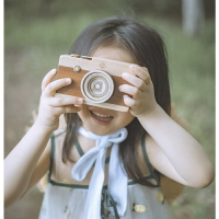 新款兒童攝影道具仿真相機木質復古音樂盒影樓寶寶拍照擺件相機
