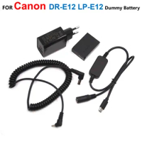 DR-E12 DC Coupler LP-E12 Dummy Battery+PD Charger+USB C Power Bank Spring Cable For Canon EOS M M2 M10 M50 M100 M200 M50 Camera