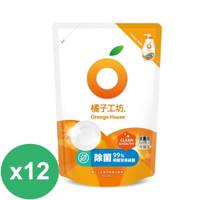 橘子工坊溫和除菌碗盤洗滌液洗碗精補充包500mlX12包