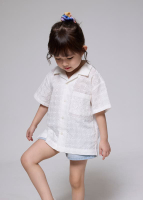 Kids' Broderie Relaxed Collared Shirt