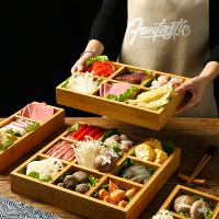 火鍋九宮格托盤餐具木盒創意蔬菜烤肉拼盤配菜盤分格商用小吃碟子