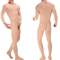 Men Sheer Mesh Long Sleeve Bodystocks Lingerie Sexy Full Bodysuit Underwear