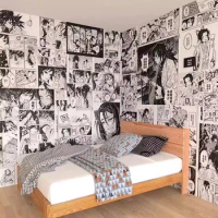 Anime Ghost Slayer Blade Black and White Comic Selfie Wallpaper One Piece Bedroom Decoration Wall Anime Poster Sticker