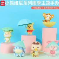 Miniso Premium Blind Box Winnie The Pooh Series Rainy Season Theme Kawaii Model Doll Animation Peripheral Children's Toys Gifts