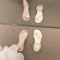 簡約學生涼鞋女夏平底新款套趾仙女風軟底沙灘羅馬鞋潮